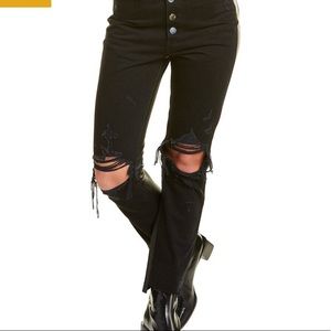 Amiri Leather Denim Cropped Flare